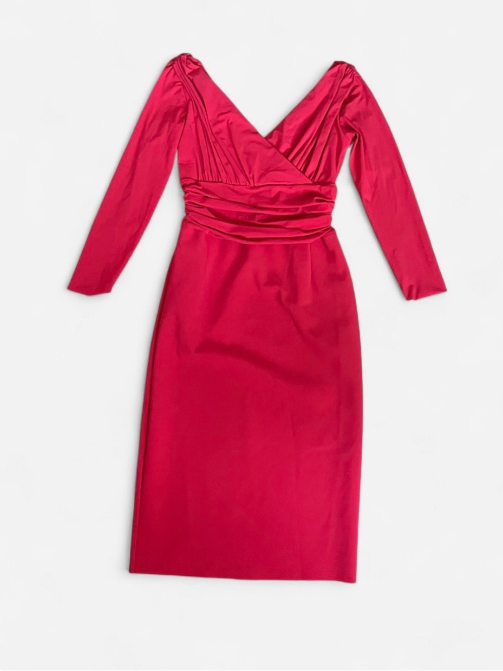 Chiara Boni La Petite Robe Ruched V-Neck Midi Dress IT 44 US 8 M